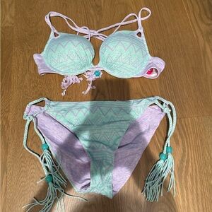Victoria secret push up top bikini in purple and teal.